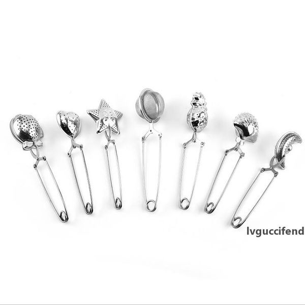 

6 styles metal tea strainer stainless steel tea ball multifunction seasoning infuser star shell oval round heart shape strainer teaware