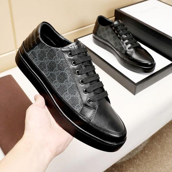 

new arrival mens shoes comfortable autumn and winter shoes fashion vintage leather lace -up low luxury men shoes manner schuhe sale, Black
