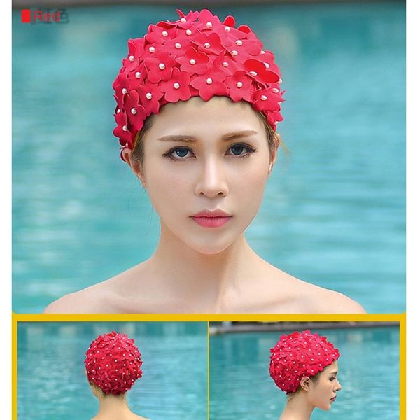 

fashionable and comfortable three-dimensional flower petal women's swimming cap long hair swimming cap women's hot