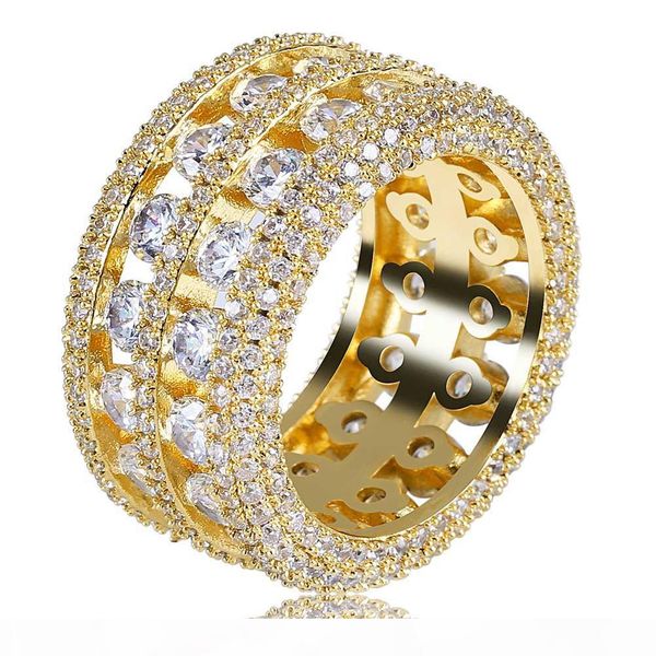 

sell mens ring vintage hip hop jewelry zircon iced out copper rings luxury gold silver plated for lover fashion jewelry wholesale 2018