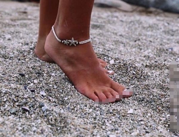 

retro anklet for women girls ankle leg chain charm starfish beads bracelet new vintage bracelet foot jewelry fashion beach jewelry, Red;blue
