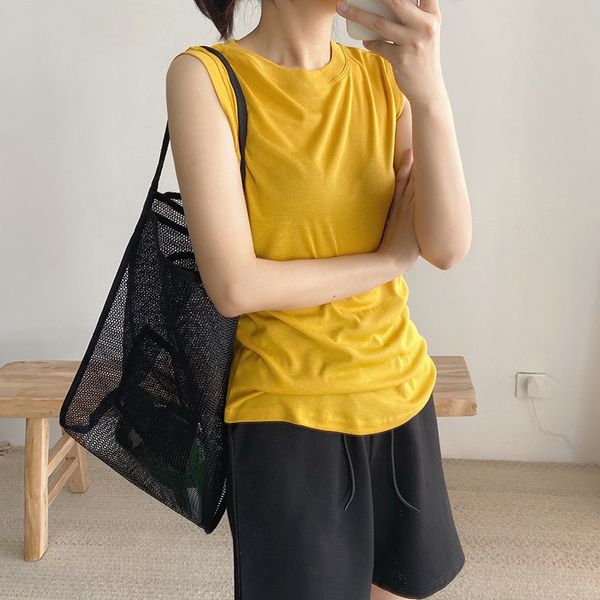 

summer vest sleeve clip jacket 2020/color chao ke's multicolor cotton vest slim elastic armless jacket for women, Camo