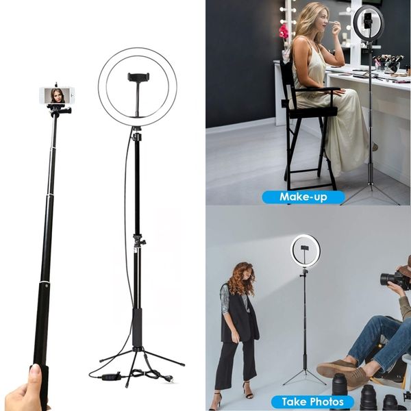 

factory ring light with wireless remote shutter led beauty pgraphy self portrait dimmable ring lamp+tripod for live show
