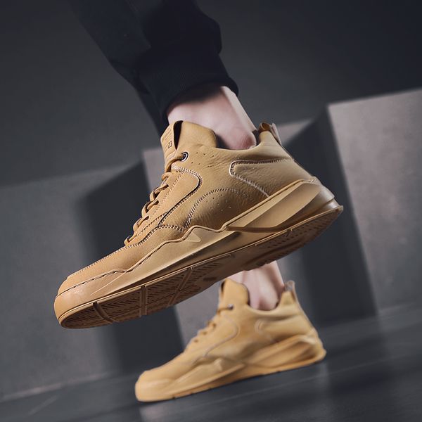 

classic microfiber men's thick sneakers strap flat casual shoes platform fashion solid color breathable male tenis shoes
