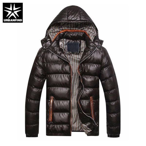 

urbanfind new men winter jacket fashion hooded thermal down cotton parkas plus size m-4xl male casual hoodies clothes warm coats, Black