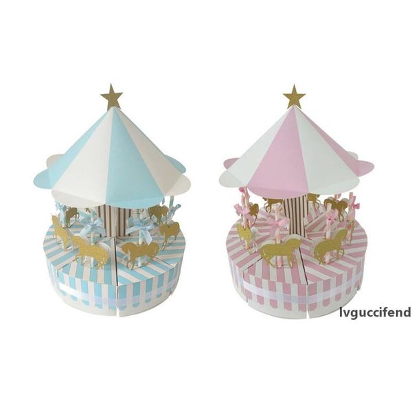 

8pcs/set carousel gift boxes candy box candy bags paper chocolate cookie box packaging baby shower kids birthday party favors