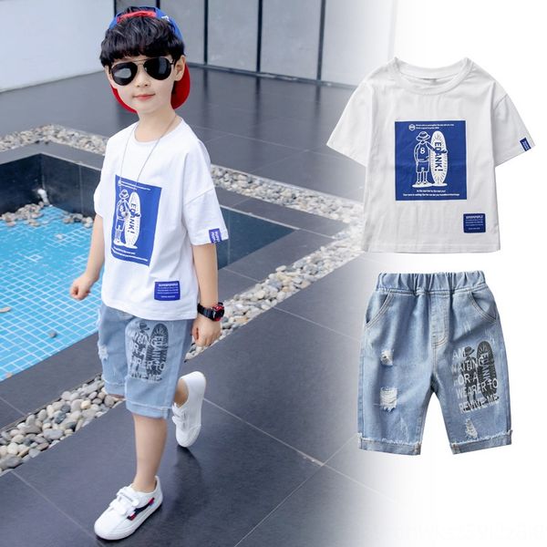 

gb0c8 children's wear boys' summer suit 2020 new summer handsome short-sleeved denim for children's wear shorts and shorts mi