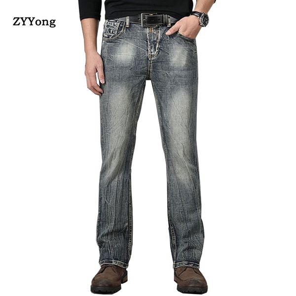 

2020 new mens boot cut jeans slightly flared slim fit retro blue jeans designer classic male stretch denim size 27-38