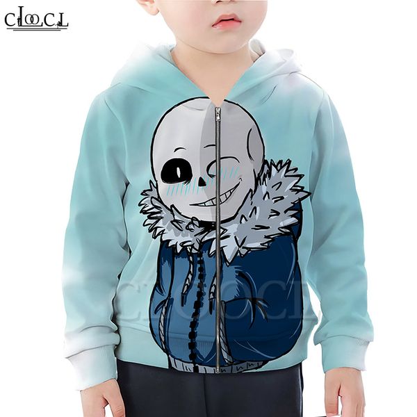 

cloocl games undertale sans zipper hoodie boy girl 3d print fashion long sleeve zipper hooded casual naughty baby kids, Blue