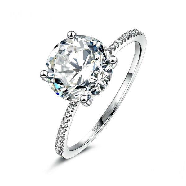 

2019 classic luxury real solid 925 sterling silver ring 3ct 10 hearts arrows zircon wedding jewelry rings engagement for women, Golden;silver
