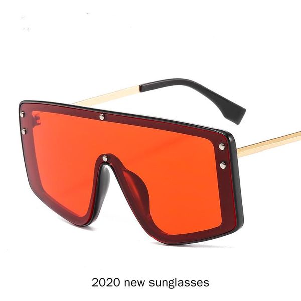 

oversized rimless square sunglasses women 2020 new fashion flat red blue clear lens one piece men glasses nx, White;black