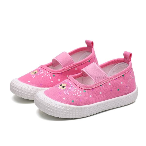 

cozulma baby girls elastic band casual shoes kids colorful sole canvas shoes children non-slip flats size 21-30, Black