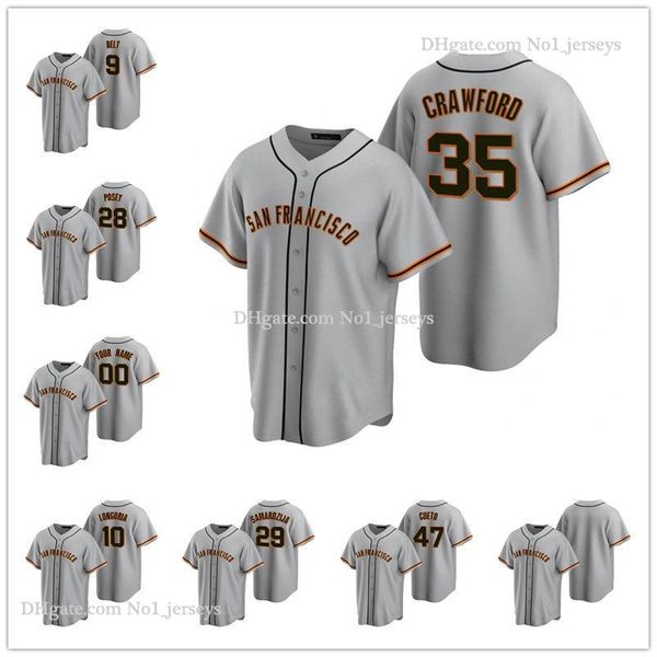 

san francisco giants men 28 buster posey 22 will clark 9 brandon belt road baseball jersey, Black