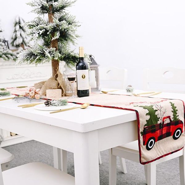

christmas table runner tablecloth cotton linen table cover car xmas tree flag table dress tablecloth eating mat christmas decorations lja186