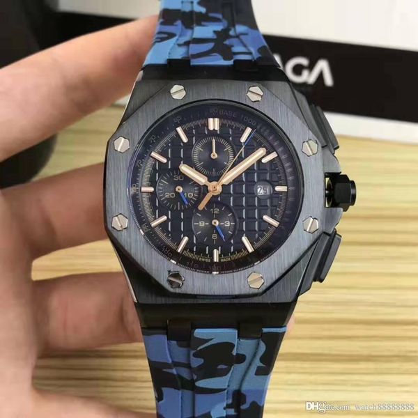 

ap29, 2019 new men's mechanical watch, royal oak, precise movement, 42mm fine steel case, mineral resistant glass, rubber strap, needle, Slivery;brown
