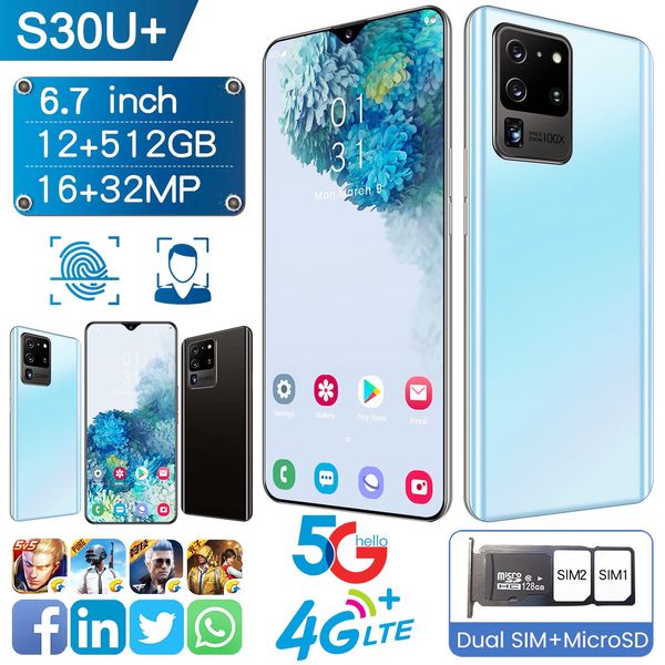 

s30u+ cross-border explosion model 6.7 inch water drop screen android smartphone factory direct sales 2+16 smart phone