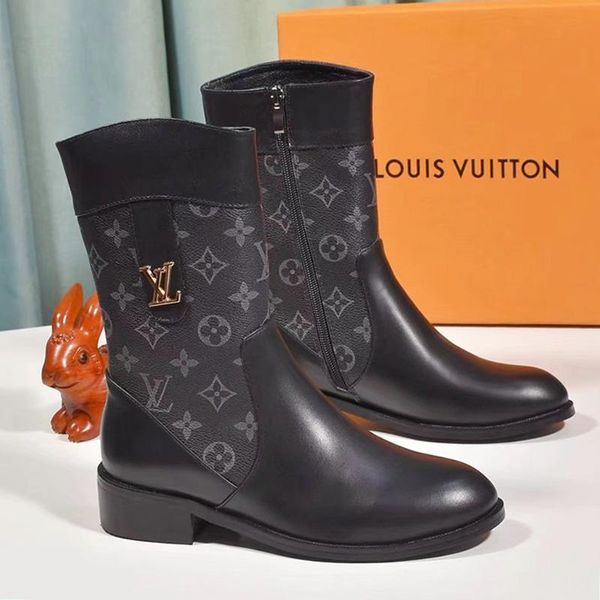 

women boots martin winter bottes femmes wedge party shoes casual botas de mujer luxury lady fashion shoes with origin box fast shipping, Black