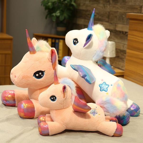 30/45/65/80 cm Riesen Einhorn Plüschtier Weiche Angefüllte Beliebte Cartoon Einhorn Puppe Tier Pferd Spielzeug Hochwertiges geschenk für kinder