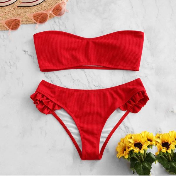 

women two piece push up padded bra beach high waist bikini set swimsuit bandeau polyester swimwear bathers bathing suit swimming suit, White;black