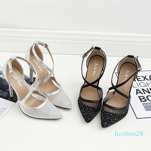 

meshy high heels pointed pumps luxury women designer shoes silver black size 35 to 40 l28