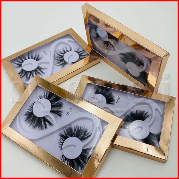 

2 pairs long thick 20mm lashes 3d mink hair fake false eyelashes dramatic wispy fluffy full strip lashes handmade eye makeup tools