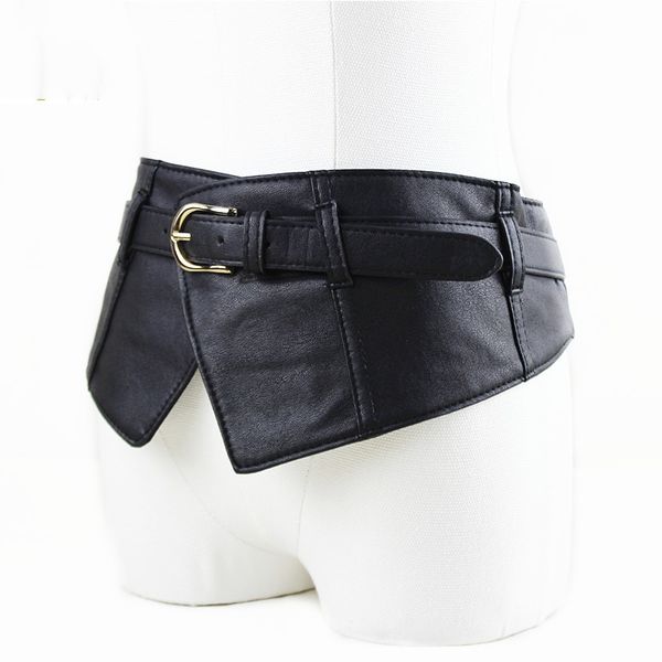 

new fashion ladies ultra wide belt girdle elastic waist belt all-match faux leather strech band pin buckle cool bg-002, Black;brown