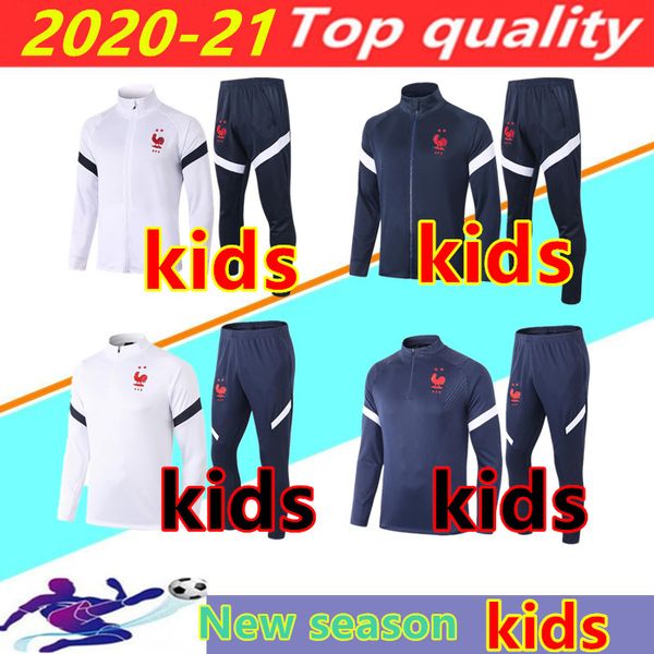 

2020 2021 fr mbappe kids soccer jacket tracksuit survetement 20/21 griezmann kante pogba child maillot de foot training suit jogging chandal, Black;red