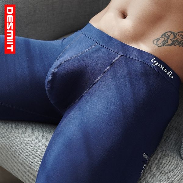 

2019 new desmiit cropped autumn men's underwear underpantsunderpants modal thin u convex underwear base autumn pants u1956, Black;white