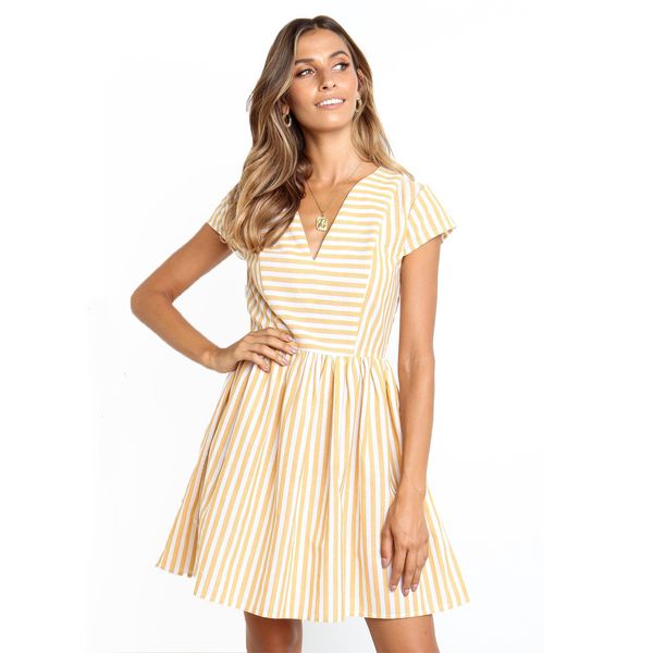 

2020 New women v neck short sleeves dress for summer