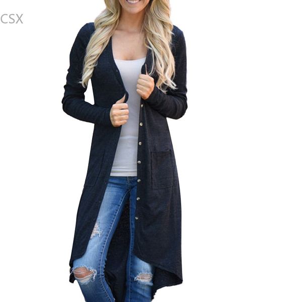 

mwoiiowm 2020 new fashion women fashion casual v neck long sleeve solid asymmetric hem long cardigan outwear woman's clothing, White
