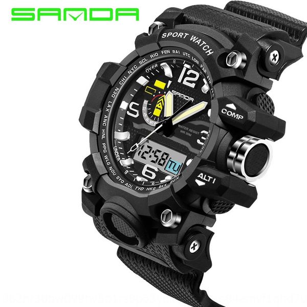 

sanda multifunctional waterproof sports men's led sanda electronic multifunctional electronic watch waterproof sports men's watch, Blue