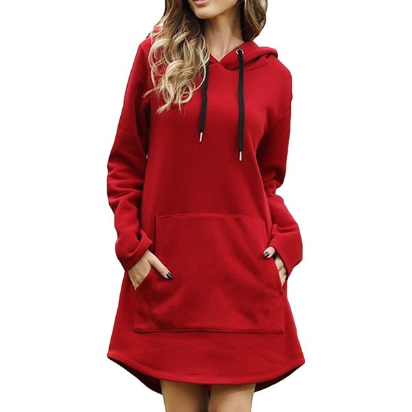

women long hoodies sweatshirts long sleeve pocket pullover hoodie female casual warm hooded sweatshirt spring autumn plus size, Black