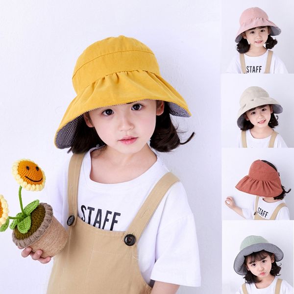 

2-8 years old boys and girls cotton 2-8 years old boys and girls double-sided empty baby sun children sun hat beach hat, Blue;gray