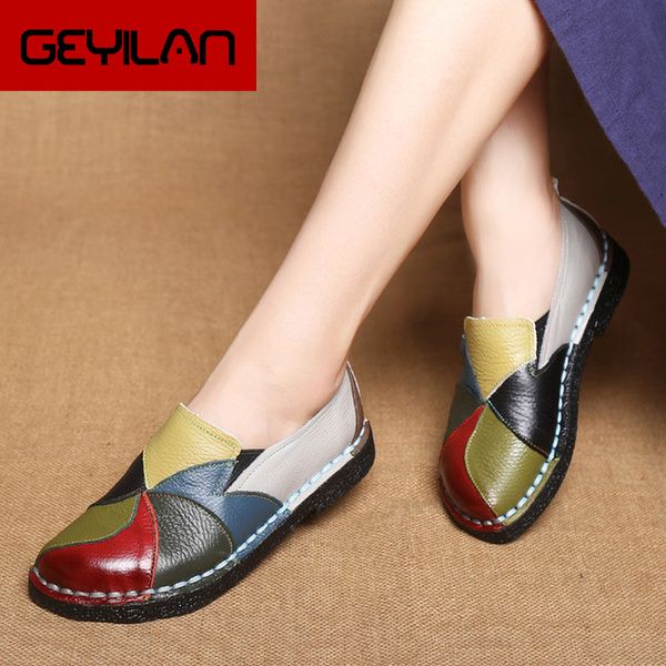 

plus-size women flats shoes female retro colorful flats leather loafers moccains female boat shoes ballerina women, Black