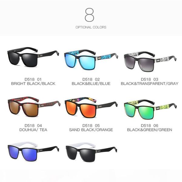 

dubery mens polarized sunglasses coating fashion square mirror male summer outdoor sport sun glasses for women uv400, White;black