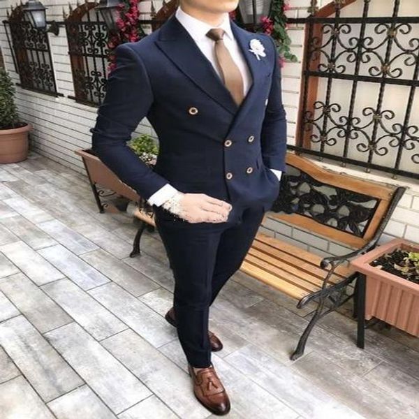 

темно-синий костюм mens 2020 осень свадебные костюмы мужской сшитое slim fit деловой костюм жениха смокинги 2 piece set (куртка + брюки, White;black