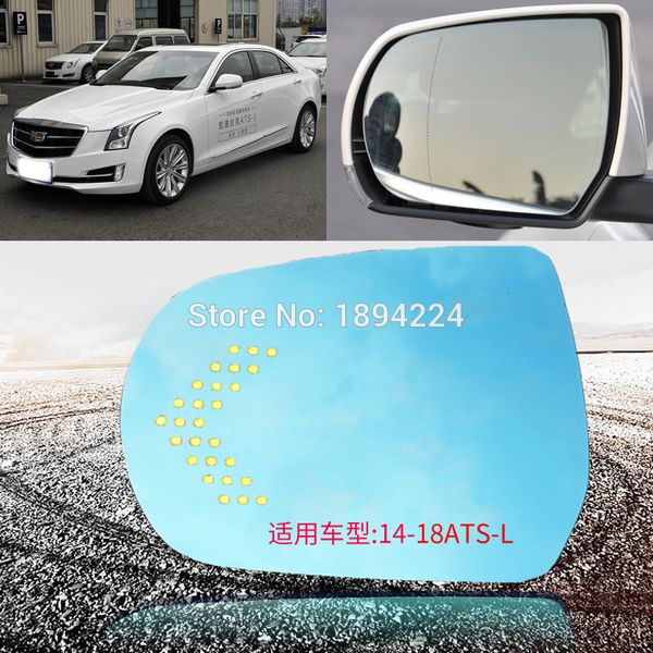 

for cadillac ats-l 2014-2018 car rearview mirror wide angle blue mirror arrow led turning signal lights