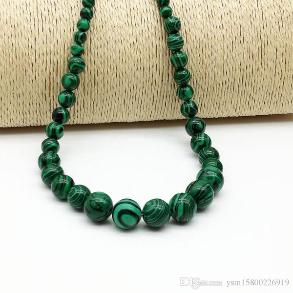 

412 mm round 3 pcs malachite tower bead necklace jewelry jewelry necklace, Silver