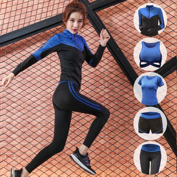 

touyx korean large size fitness suit women's gym sports running light hoodie five-piece set women's clothes yoga clothes hoodie yo, White;black