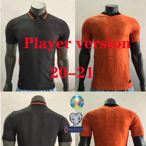 

2020 netherlands player version soccer jersey holland #3 de ligt de jong shirt mens #4 virgil memphis babel player football uniform, Black;yellow