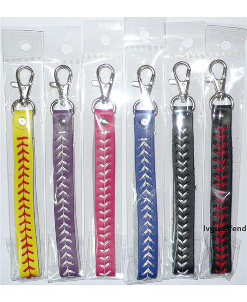 

baseball striped leather keychain sport seamed lace leather key chain herringbone softball fast pitch stitch keyring baseball accessories