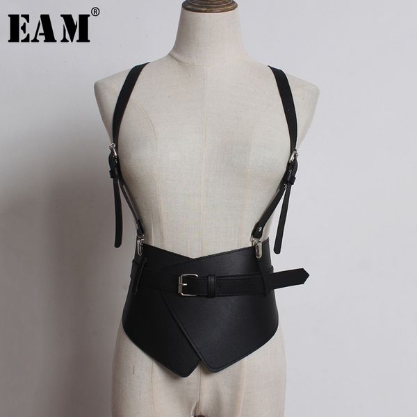 

eam] strap waistband stylish split joint pu leather wide belt personality women new fashion tide all-match spring 2020 1u233, Black;brown