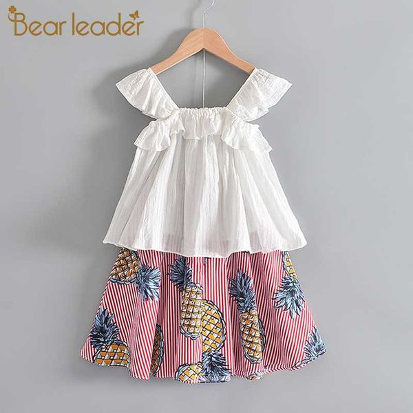 

bear leader girls casual clothing sets new fashion kids summer pineapple print outfits children girl clothes cute suits 3 7y, White