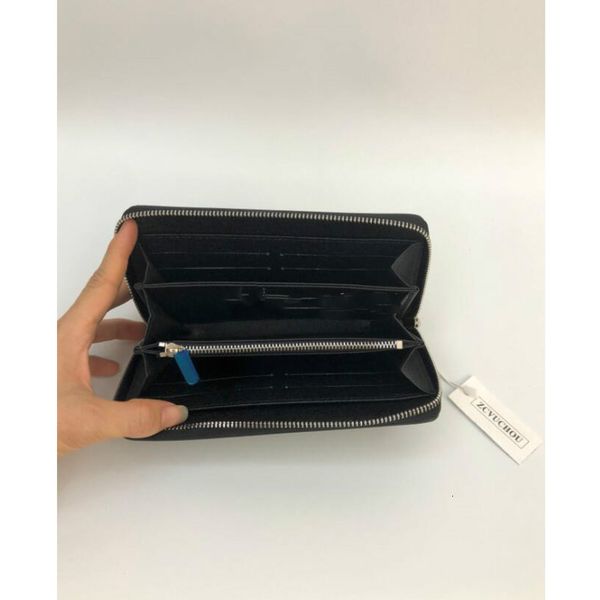 

mens wallet single zipper poucht wallets credit card holder men genuine leather purse long business zippy checkered coin with box 6fw8, Red;black