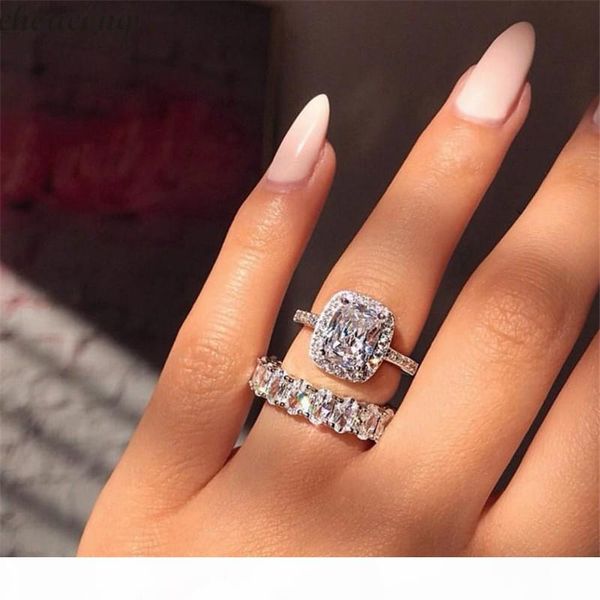 

choucong promise ring set oval cut diamond 925 sterling silver engagement wedding band rings for women finger jewelry, Slivery;golden