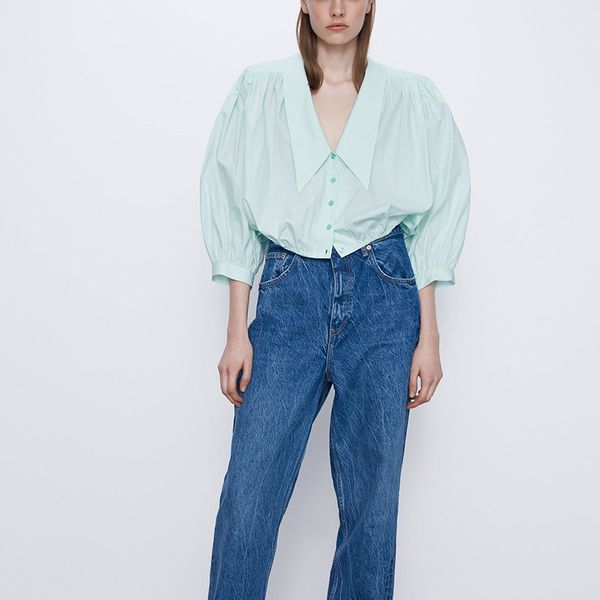 

women's blouses & shirts fashion pleated blouse women lantern sleeve loose plus size solid color office ladies casual spring summer, White