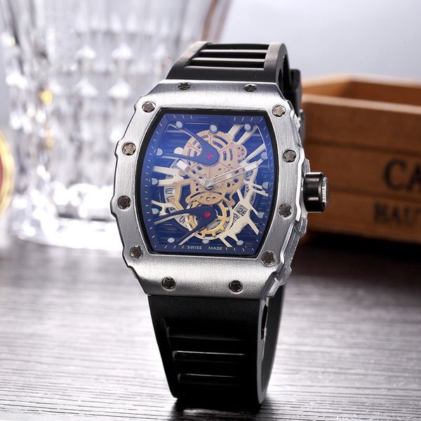 

wholesale sale fashion men watch stainless steel quartz movement designer watches rubber strap male sport wristwatches clock quality, Slivery;brown