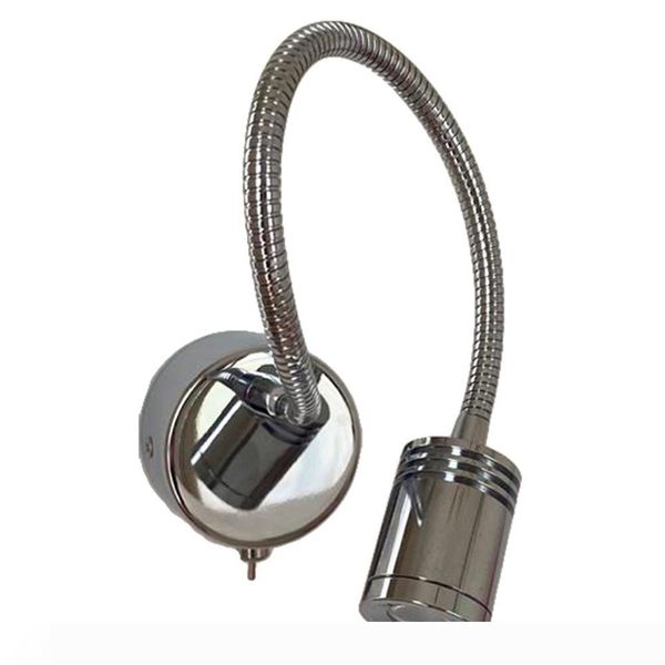 

ch headboard led reading lamp grooved cylindrical head narrow beam built-in driver 3w integral led chrome finish for room indoor rv boat