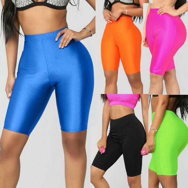 

gym clothing women short leggings biker shorts dance workout yoga pants shinning tight slim black nylon training running exercise, White;black