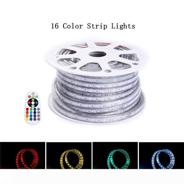 

led strip light waterproof smd 5050 led rope lighting color changing full kit 110v 220v rgb tape light for home ourdoor building decoration